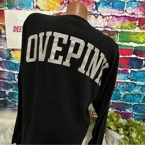 PINK VS MEDIUM GLITTERY LOGO LONG SLEEVE